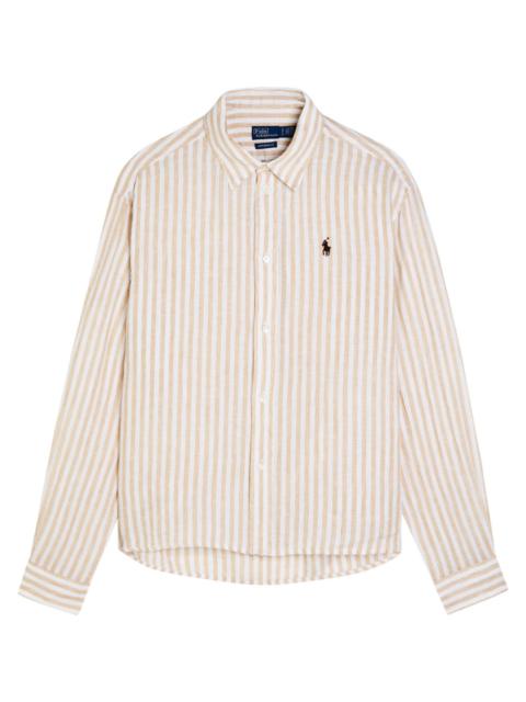 Polo Ralph Lauren Polo Ralph Lauren Logo-embroidered Striped Cropped Linen Shirt