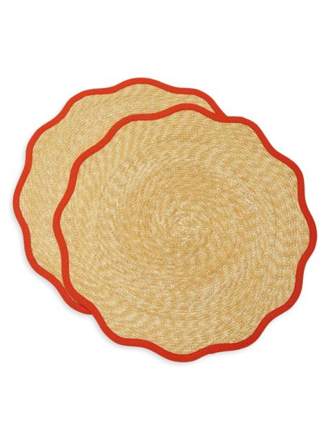 La DoubleJ Straw Cloud Placemats Set of 2 - Solid Orange