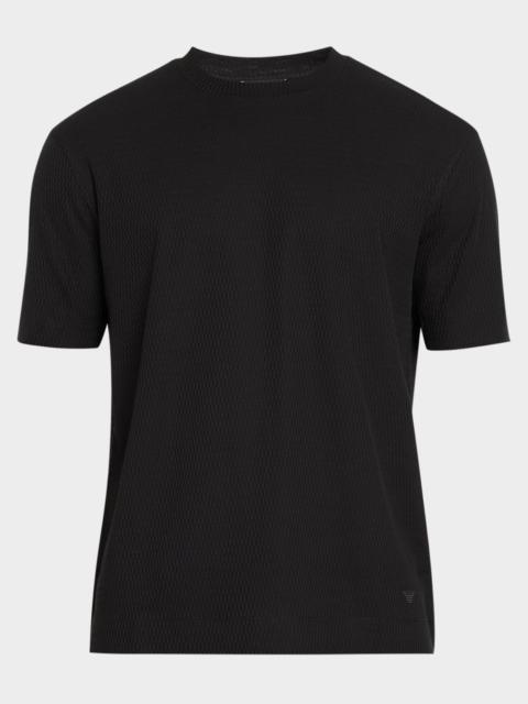 EMPORIO ARMANI Men's Cotton Geometric Jacquard Crewneck T-Shirt
