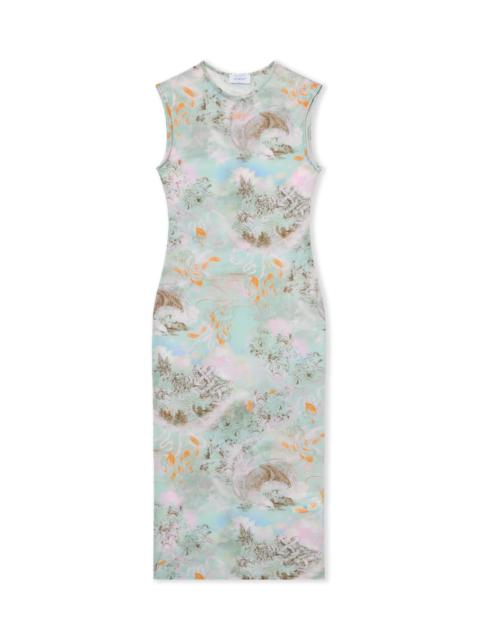 Off-White Light Jersey Storytelling Sleeveless Dress