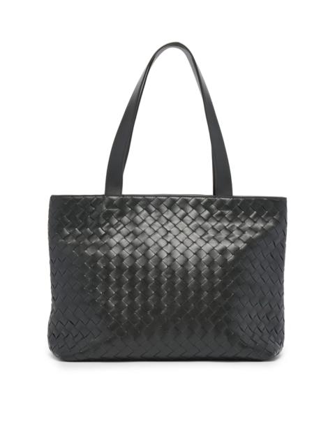 Bottega Veneta Men's Small Intrecciato Zipped Tote Bag - Dark Green Silver