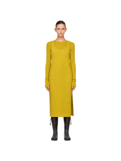 RIER Yellow Walker Slip Midi Dress