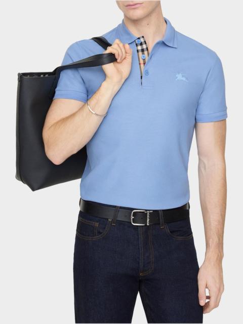 Burberry Men's Eddie Check-Trim Cotton Polo Shirt
