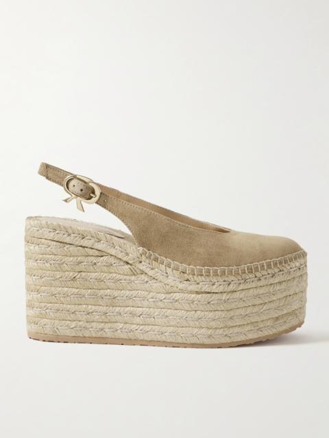 Gianvito Rossi 110 Suede Slingback Platform Espadrilles