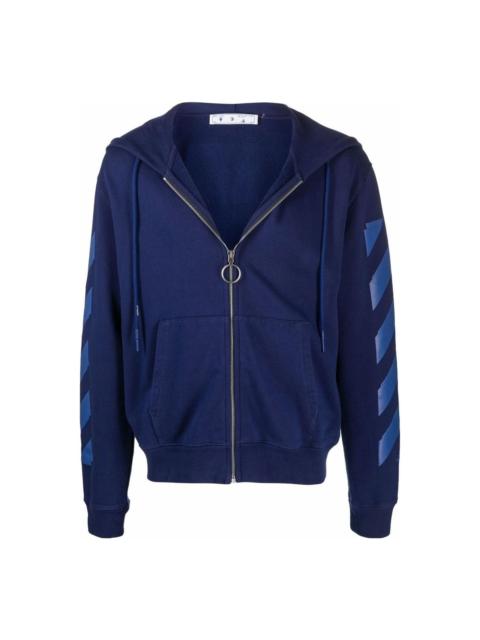 Off-White Men's Off-White FW21 Stripe Zipper Ordinary Version Blue OMBE001F21FLE0034545