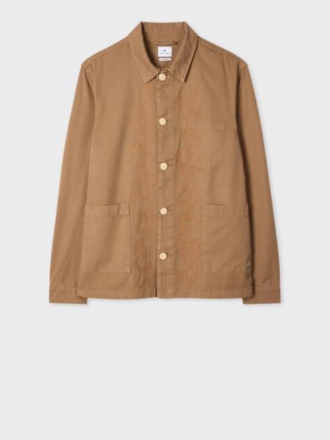Paul Smith Tan Embroidered-Floral Cotton Work Jacket