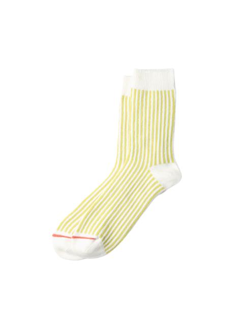 ROTOTO® Vertical Stripe Crew Socks White/Lime
