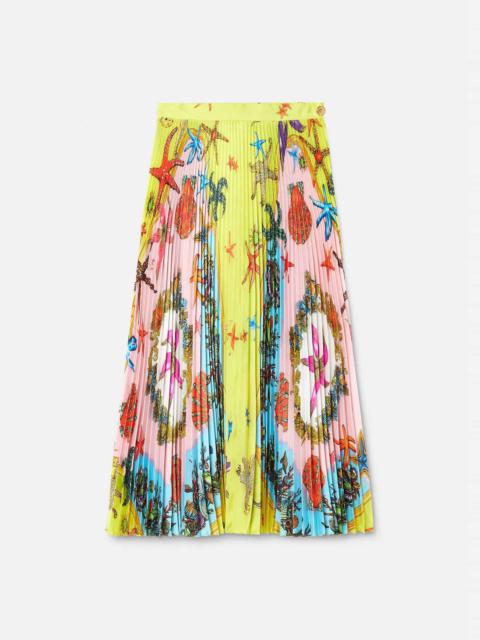 VERSACE Trésor de la Mer Print Pleated Midi Skirt