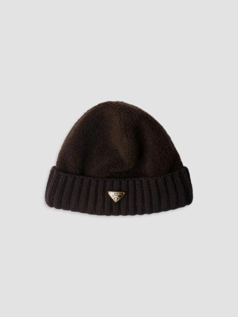 Prada Women's Fleece and Wool Beanie - Brown