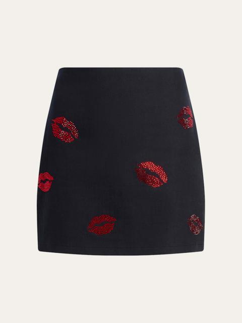 Cinq à Sept Doris Denim Kissing Booth Mini Skirt
