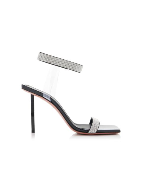 Amina Muaddi Rih Crystal-Embellished Patent Leather Sandals black