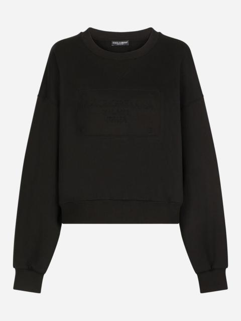 Jersey sweatshirt with embossed logo