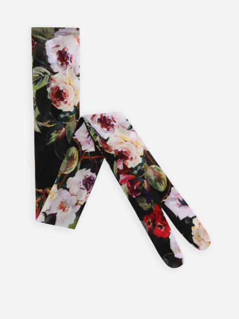 Dolce & Gabbana Tulle tights with rose garden print