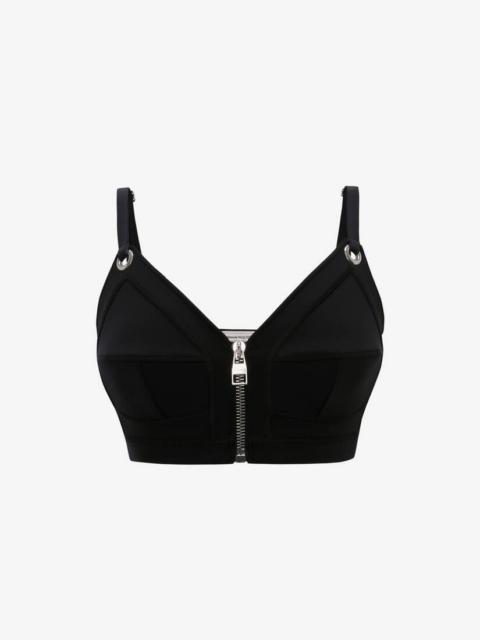 Scuba Zip Bra Top in Black