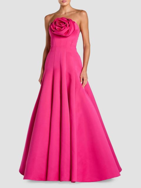 MAC DUGGAL Women's Rosette Satin Strapless Ball Gown - Fuchsia