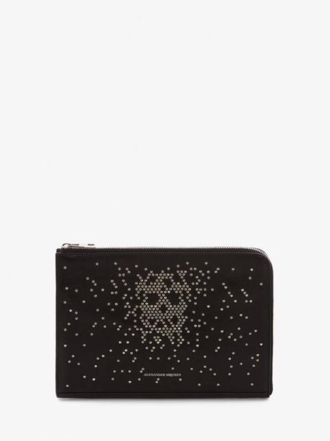 Alexander McQueen Studded Small Zip Leather Document Holder in Black