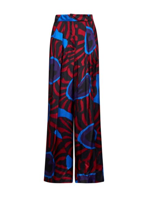 Dries Van Noten Red Marbled Clay-print twill Pamplona wide trousers