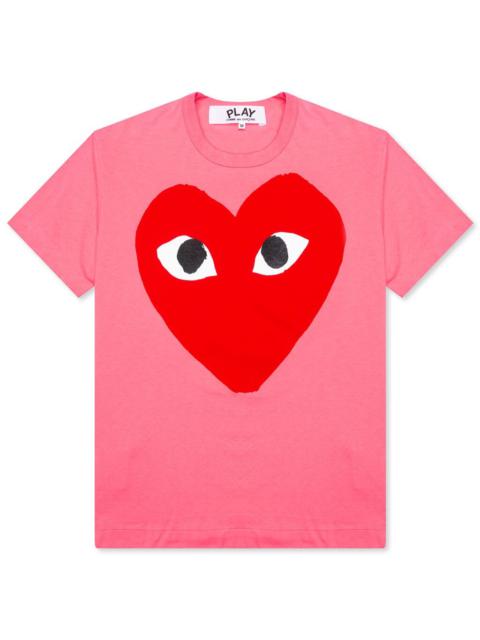 Comme des Garçons PLAY COMME DES GARCONS PLAY PASTELLE WOMEN'S RED LOGO T-SHIRT - PINK