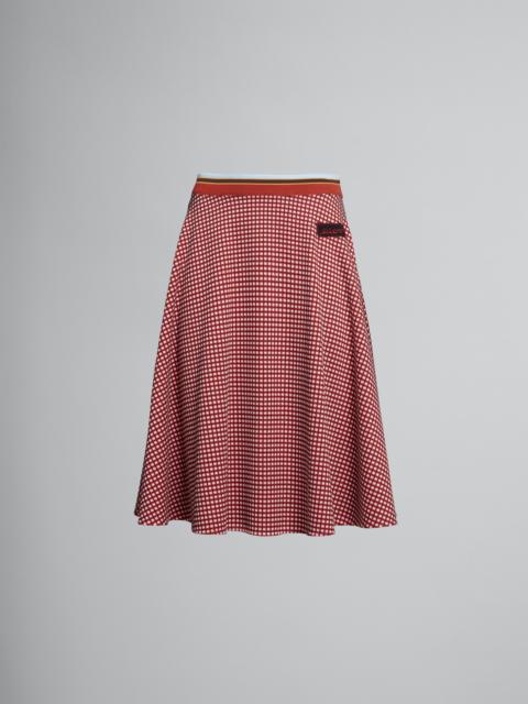 Marni ORANGE JACQUARD JERSEY SKIRT WITH MICRO CHECKS