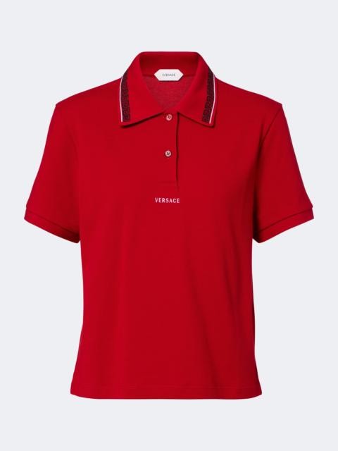 VERSACE Greca cotton piqué polo shirt
