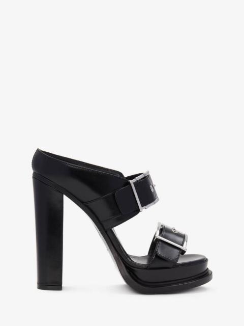 Alexander McQueen Women's Platform Buckle Sandal in Black/silver