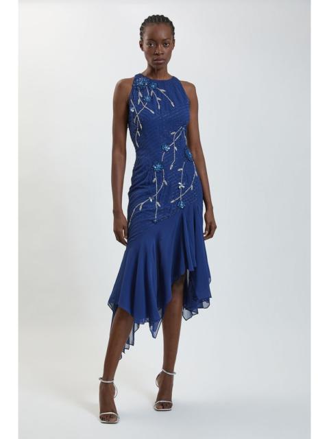 KAREN MILLEN Hand Beaded Halterneck Midi Dress