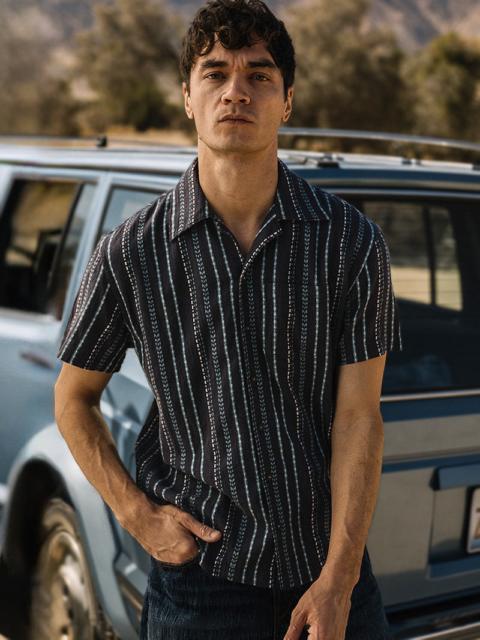 HIROSHI KATO The Wrench Gauze Dobby Stripe Shirt - Charcoal