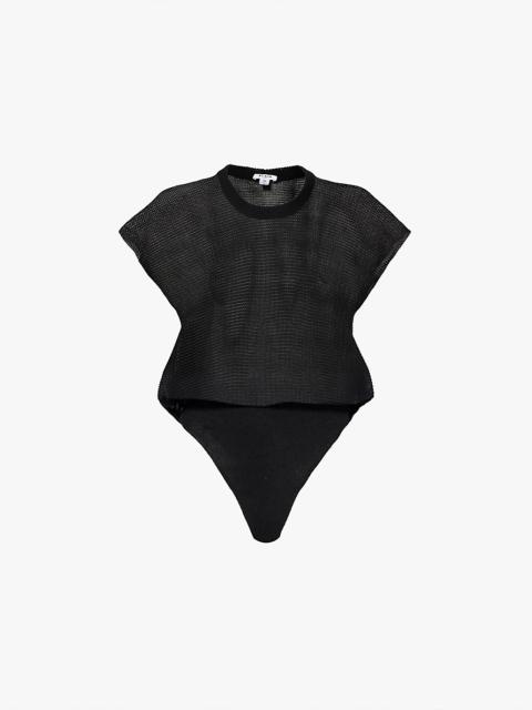 Open-knit regular-fit cotton-blend bodysuit