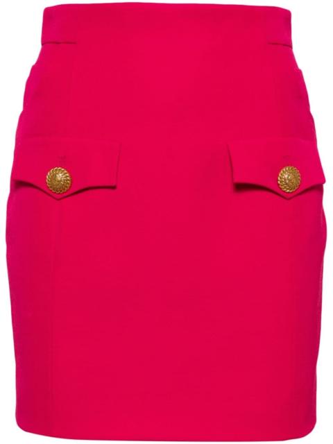 button-embellished virgin-wool miniskirt