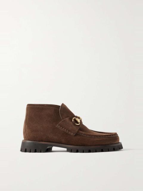 GUCCI Sylke horsebit-detailed suede ankle boots