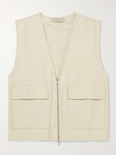 ESSENTIALS Logo-Appliquéd Cotton-Blend Twill Gilet