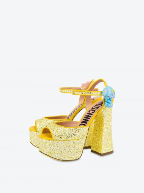 Moschino HIGH-HEELED GLITTER SANDALS WITH PLATFORM