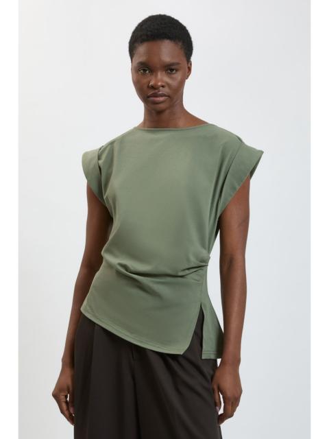 KAREN MILLEN 100% Cotton Asymmetric Jersey T-Shirt