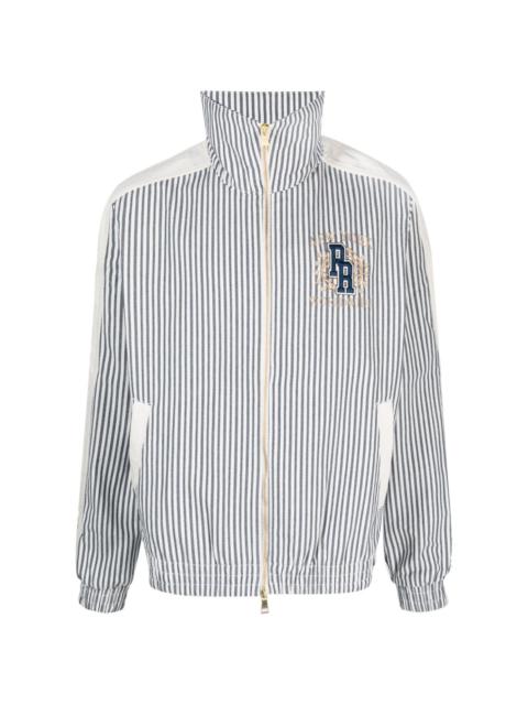 x Rhuigi logo-embroidered pinstripe jacket