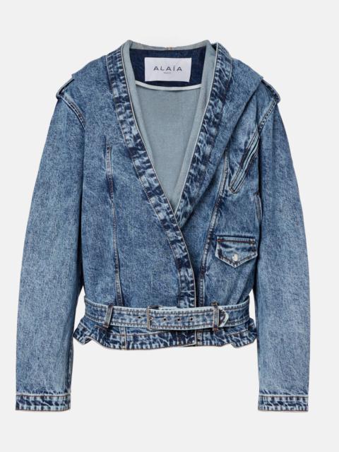 Alaïa Belted hooded denim jacket