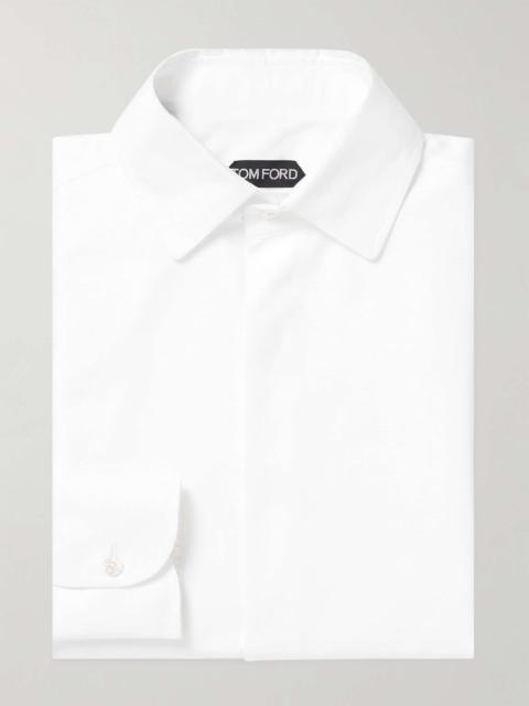 Bib-Front Cotton-Poplin and Piqué Tuxedo Shirt