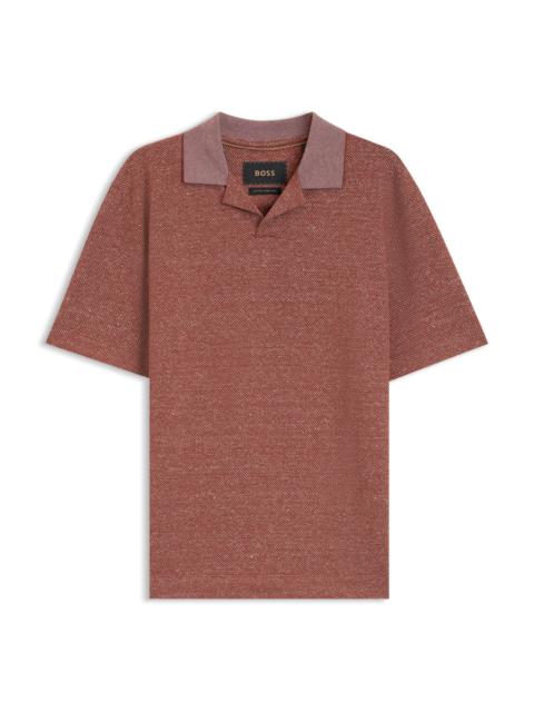 BOSS JOHNNY-COLLAR POLO SHIRT IN COTTON, LINEN AND SILK