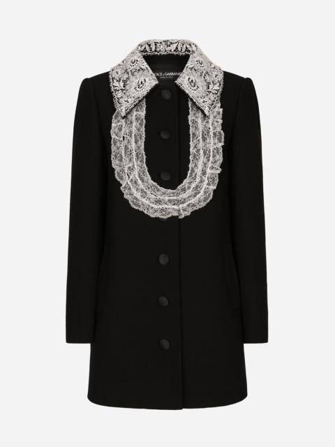 Dolce & Gabbana Short wool coat with lace details