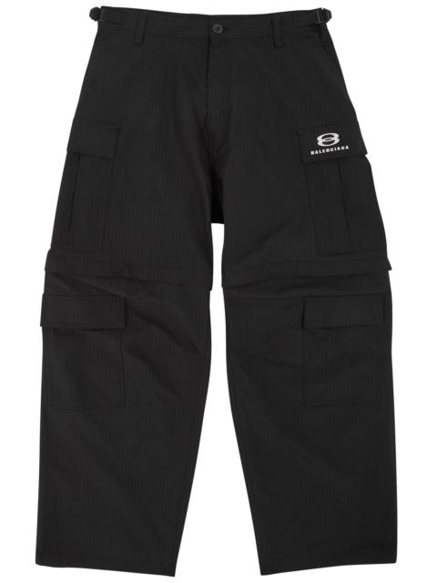 Logo-embroidered shell cargo trousers