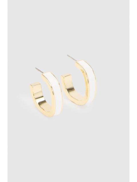 KAREN MILLEN Logo Emanel White Hoop Earrings