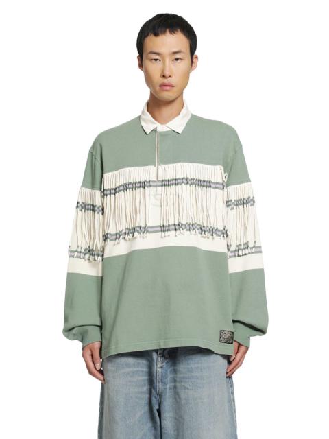Kapital Panel Stripe Jersey Fringed Rugby Polo