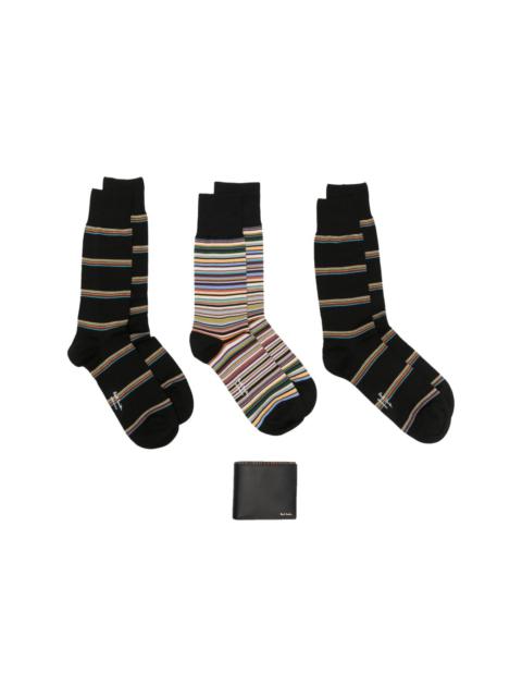 Paul Smith striped socks and wallet set (set of four)