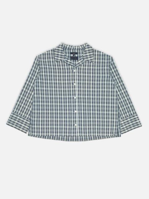 Nudie Jeans Jutta Shirt Indigo Seersucker Blue/Offwhite