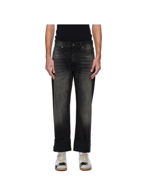 R13 Black Cuffed Boyfriend Jeans