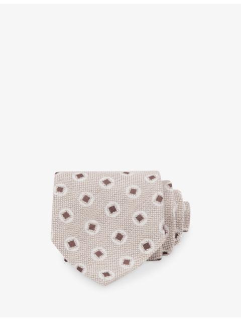 REISS Vito Square Medallion-Print Cotton And Silk Tie