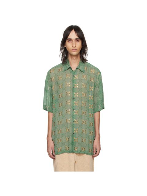 Dries Van Noten Green Sequinned Shirt
