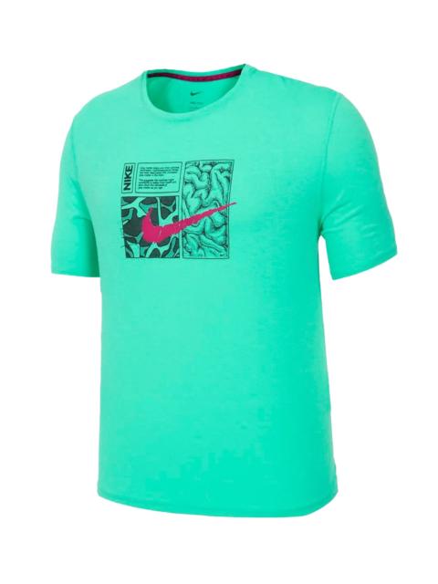 Nike Mens Dri-fit Miler Dye Short Sleeves Tee "LIGHT MENTA/DYNAMIC BERRY" DQ6508 369