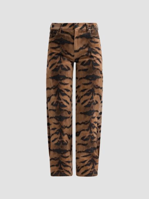 KOBI HALPERIN Women's Hallie Tiger-Print Tapered Barrel-Leg Jeans - Light Natural Multi