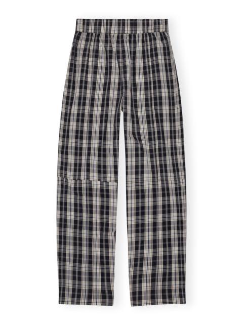 GANNI CHECKERED COTTON ELASTICATED CURVE PANTS