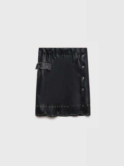 Marni BLACK LEATHER SKIRT WITH MICRO-STUDS